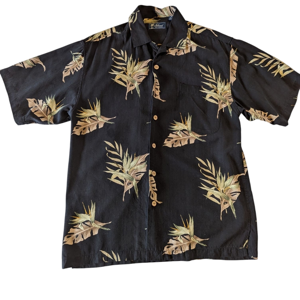 Island Dry Goods Washable Silk Tropical Print Men's Shirt